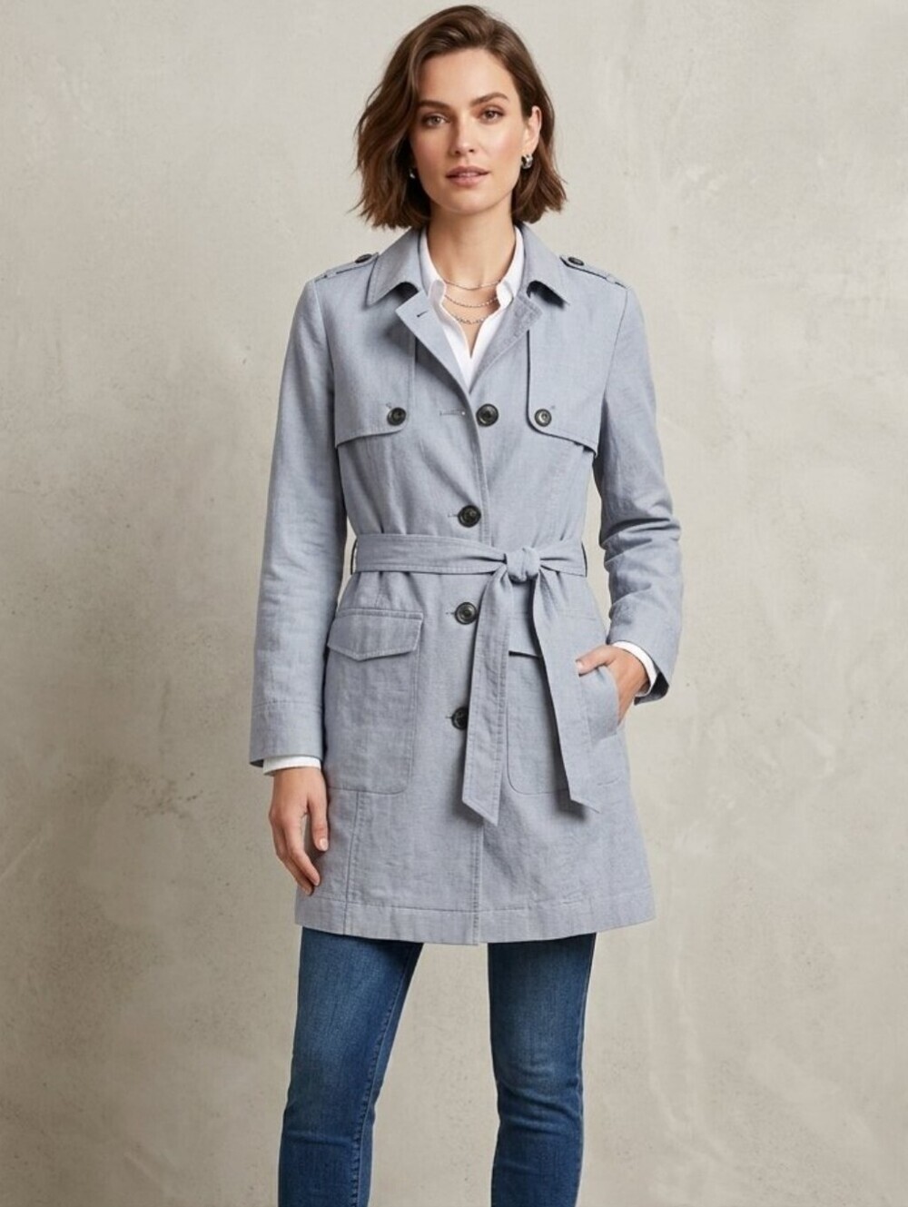 CAbi Light Gray Trench Coat